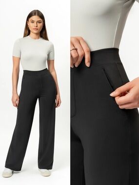 ninepine • Asana Relaxed Straight Pant black wide leg stretch travel